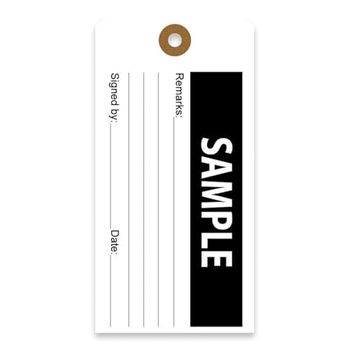 Tags 4 Less Production Quality Control Hang Tags – Equipment Preventative Maintenance Labels, for Easy Record-Keeping for Inventory Status (Sample, Pack of 100) - color: Sample
