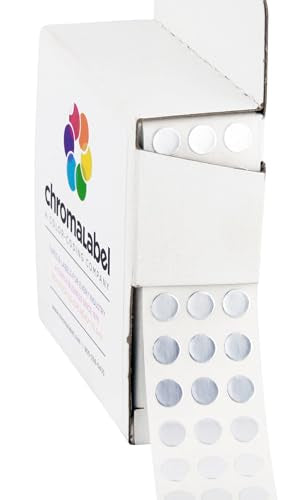 ChromaLabel Metallic Silver Dot Stickers, 1/4 Inch, 1000/Box - color: Silver, size: 1/4"