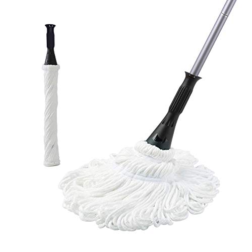 Eyliden Mop with 2 Reusable Microfiber Heads, Easy Wringing Twist Mop - color: White
