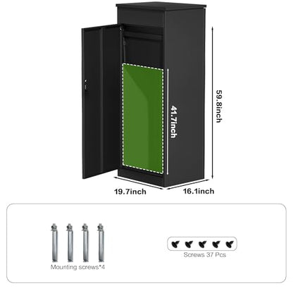Package Delivery Boxes for Outside,Large Mailbox for Parcel, Anti-Theft Parcel Mailbox with Coded Lock, Wall Mounted Waterproof Home Parcel Box for Porch Yard, Galvanized Steel (19.7”x16.1”x60”) - size: 19.7”x16.1”x60”