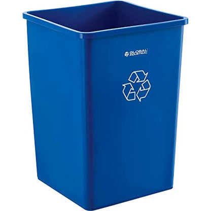 Global Industrial Square Plastic Recycling Trash Can, 35 Gallon Capacity - color: Blue