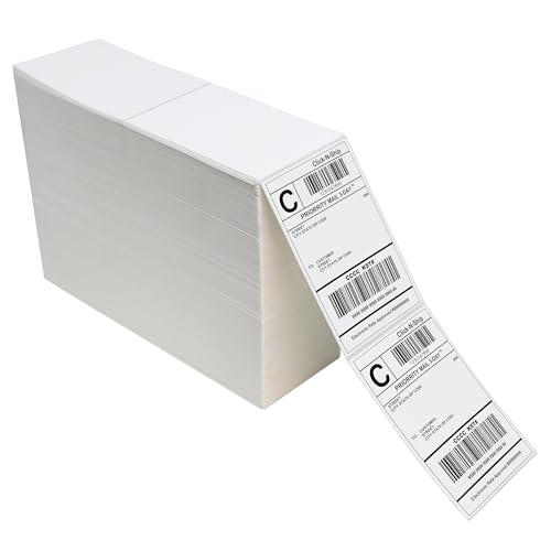 L Liked 4000 Thermal Shipping Labels 4”x 6”in Fanfold, Permanent Adhesive, Perforated Line Labels Compatible with Direct Thermal Printings (1 Stack, 4000 Labels/Stack)