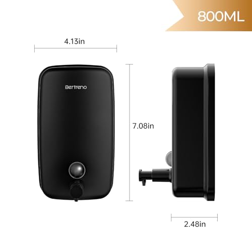Commercial Soap Dispenser Wall Mount Stainless Steel Soap Dispensers Liquid Manual Anti-Leak Pump Hand Soap Dispenser for Bathroom Kitchen Black (28 fl.oz./800ml) - color: Black, size: 800ml