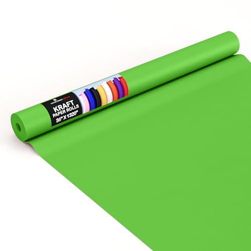 Crown Display Lime Green Kraft Paper Roll - 36" X 1320" (110' Ft) - Perfect for Shipping & Packing - Craft Supplies - color: Lime Green, size: 36" x 1320"