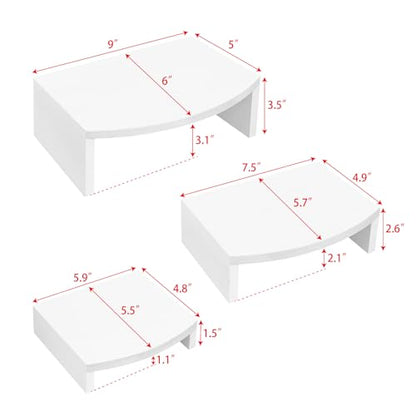 MOOCA 3-Piece Wood Hexagon Jewelry Display Stand Risers for Accessories - color: White