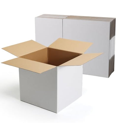 CRUGLA 12x12x12 Shipping Boxes 10 Pack, White Corrugated Cardboard Boxes with Side-Lock and Pre-Applied Double-Sided Tape, Easy Assemble Packing Mailer Boxes for Small Business Shipping - size: 12x12x12 Inch 10 Pack