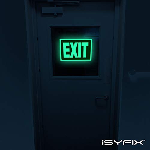 iSYFIX Exit Glow in the Dark Sign Stickers Red, 2 Pack, 10x7 Inch - color: Red & White, size: 2 Pk 10x7