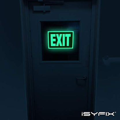 iSYFIX Exit Glow in the Dark Sign Stickers Red, 2 Pack, 10x7 Inch - color: Red & White, size: 2 Pk 10x7