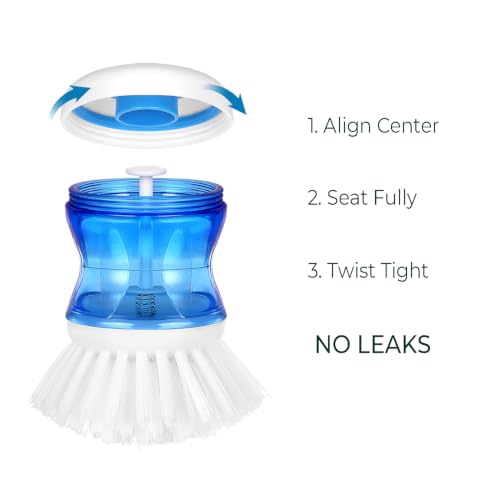 Dish Brush with Soap Dispenser for Sink, Pots & Pans Cleaning, Soft 2 Pack - color: White