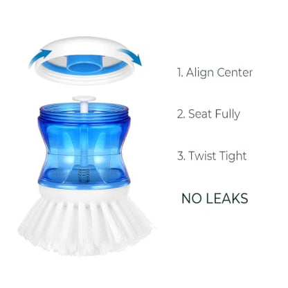 Dish Brush with Soap Dispenser for Sink, Pots & Pans Cleaning, Soft 2 Pack - color: White