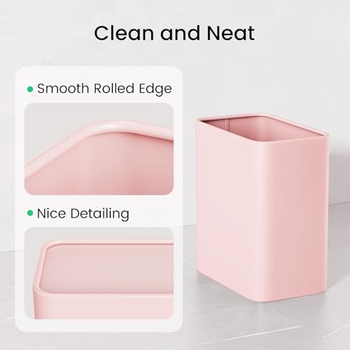 Cesun Small Bathroom Trash Can, 2.1 Gallons, Under Sink Wastebasket, Pink - color: Pink