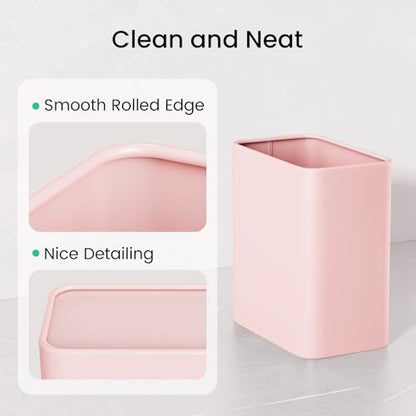 Cesun Small Bathroom Trash Can, 2.1 Gallons, Under Sink Wastebasket, Pink - color: Pink