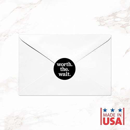 Worth The Wait Small Business Labels / 500 Round Small Business Appreciation Netural Stickers Roll / 1.5" Bold Black and White Decals/Made in The USA - color: Worth the Wait