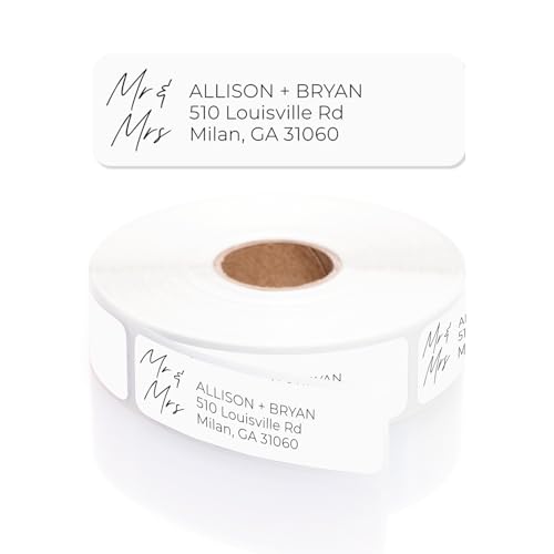 Mr. & Mrs. Rolled Address Labels / 250 Personalized Return Address Labels/Designer Address Stickers in Elegant Plastic Dispenser - size: 250 Labels, style: Mr. and Mrs Script