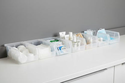 7.5" x 4" x 3" (24 Pack) Plastic Stackable Storage Bin, Clear - color: Clear, size: 24 Pack