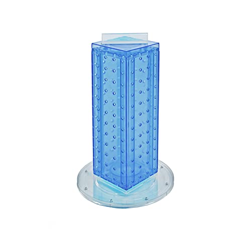 Azar Displays 700220-BLU Pegboard 4-Sided Revolving Counter Display, Blue Translucent Color - color: Blue, style: Pegboard only