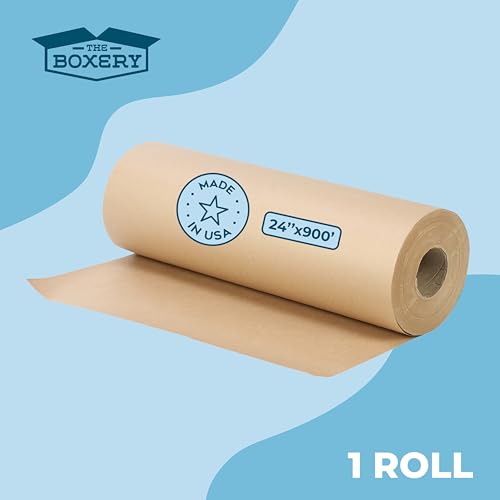 The Boxery 24 inch x 900 feet Brown Kraft Paper Roll, 40 lb Thickness Packing Paper for Shipping, Moving, Void Fill, Gift Wrapping, Arts & Crafts & Bulletin Boards, Made in the USA - size: 24"x 900'- 40lb