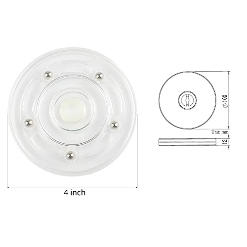 TamBee 4PC 4Inch Acrylic Lazy Susan Turntable Organizer Revolving Display Base White Acrylic for Spice Rack Table Cake Kitchen Pantry Decorating - size: 4 inch Clear