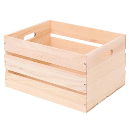 1 Piece Large Pine Wood Crates For Storage, Unfinished Natural Wooden Crate