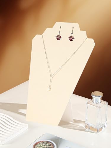 4Pcs/Set Beige Necklace Display Stand for Selling, Earring Necklace Jewelry Set Easel Display Rack,Covered Soft Velvet with Cardboard Easel Necklace Display - color: Beige Velvet, size: 4pcs design 2