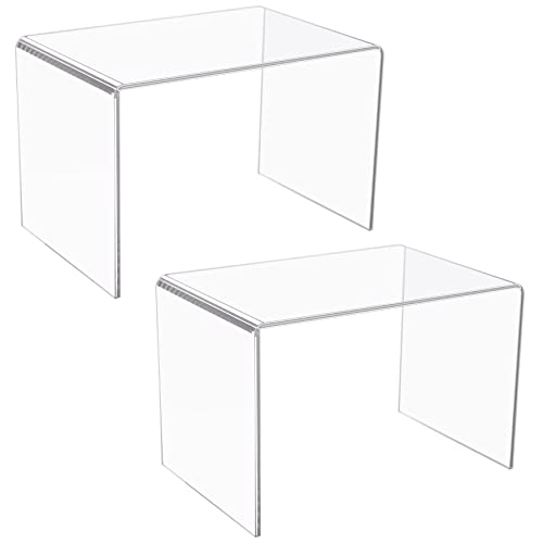 Jusalpha 2-PC Large Clear 5mm Acrylic Riser Stand for Retail,10.5''x7''x7''