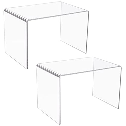 Jusalpha 2-PC Large Clear 5mm Acrylic Riser Stand for Retail,10.5''x7''x7''