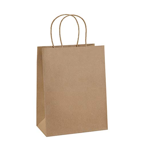BagDream Gift Bags with Handles 8x4.25x10.5 Inch Brown 100 Pack Bulk - color: Brown