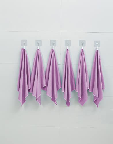 Puomue 6 Pack Microfiber Glass Cleaning Cloth, 16 Inch x 16 Inch, Lint Free Quickly Clean Window, Glasses, Windshields, Mirrors, and Stainless Steel, Pink - color: Pink