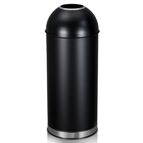 65L/17 Gallon Heavy Duty Stainless Steel Tall Commercial/Kitchen Trash Can, Round Open Top Waste Bin for Indoor and Outdoor, Durable Garbage Bin for Home Office Restaurant