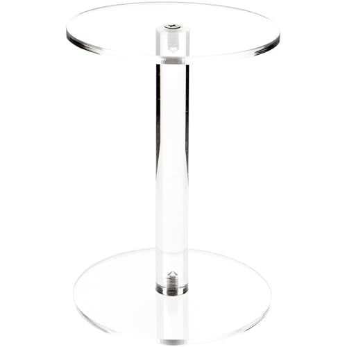 Plymor 8" H x 6" Round Clear Acrylic Barbell Pedestal Display Riser - size: 8" x 6" x 6"