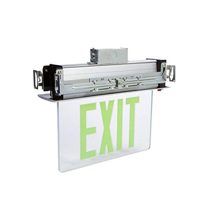 Morris Products LED Exit Sign - Recessed Mount Edge - Green on Clear Panel, White Housing - Compact, Low-Profile Design - Single Sided Legend - Energy Efficient, High Output - 1 Count, (73336) - color: Green on Clear (White Housing), size: Single Sided