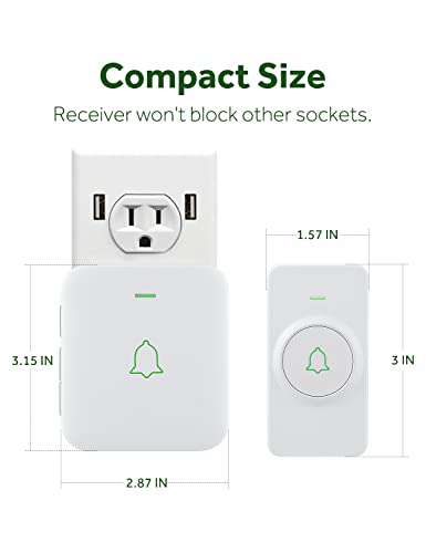 AVANTEK Wireless Doorbell, 1000 ft Range, 1 Button + 1 Receiver, CW-11 - color: White 1 Receiver + 1 Button