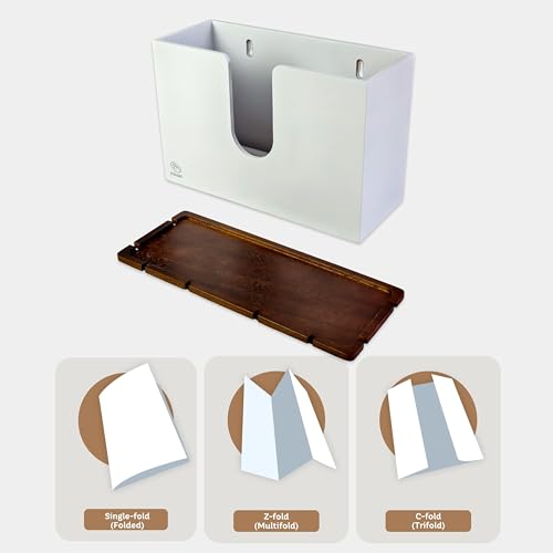 eBun Bamboo Paper Towel Dispenser with Removable Wooden Lid Tray, White - color: -White