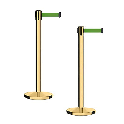 CCW IRBB-100 Retractable Belt Barrier Stanchions, 2 Pack, 7.5 Ft Green - color: Green, size: 7.5 Foot