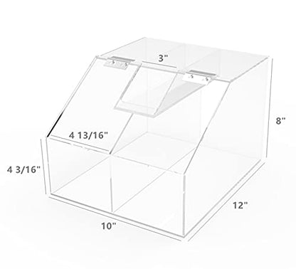 FixtureDisplays® 2.5 Gallon Acrylic Candy Bin, 2 Compartments, Scoop Holder 10" W X 8" H X 12" D 19491