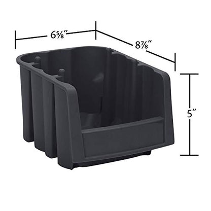 Akro-Mils 30796 Economy Stacking Shelf Plastic Storage Bins, (9-Inch x 6-5/8-Inch x 5-Inch), Black (10-Pack) - size: 8.875 x 6.625 x 5