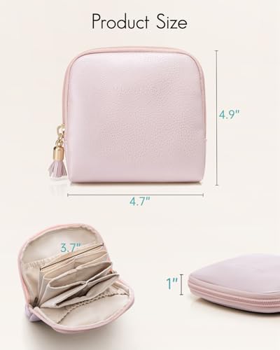 VLANDO Small Travel Jewelry Case,Velvet Pouch Bags with Zipper,Pearl Pink - color: B.Pearl Pink