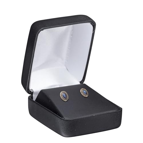 ALLUREPACK Earring Box Black PU Leatherette – Elegant Jewelry Gift Case for Stud Earrings – Wedding, Birthday, Anniversary, Graduation - color: Black, size: Earring