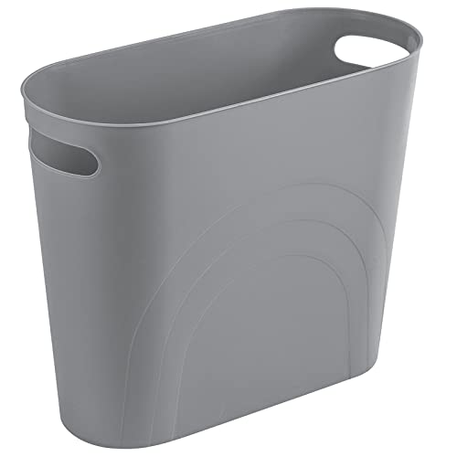 rejomiik Small Bathroom Trash Can, 3.5 Gallon Slim Garbage Can, Gray - color: Grey, size: 1 pack