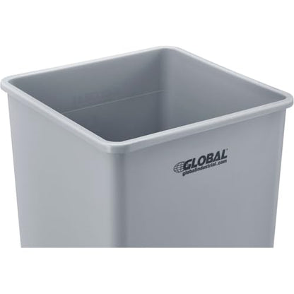 Global Industrial Square Plastic Garbage Can, 35 Gallon Capacity, Gray - color: Gray