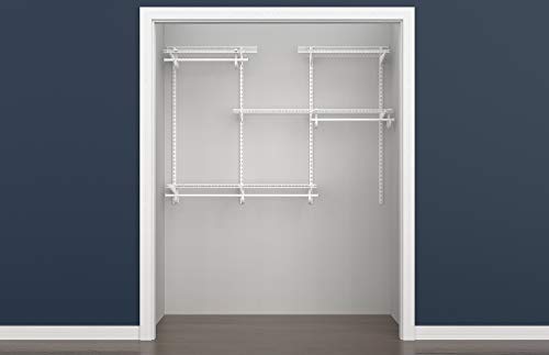 ClosetMaid ShelfTrack Wire Closet Organizer System, Adjustable from 4 to 6 Ft., With Shelves, Clothes Rods, Hardware, Durable Steel, White - color: White, size: 4 ft to 6 ft