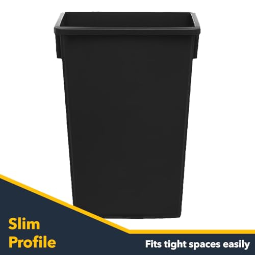 Black 23 Gallon Slim Recycle Container, Commercial Trash Can, Heavy-Duty Waste Bin, Durable Plastic Garbage Can for Offices, Garages, Kitchens, Homes, Restaurants - color: Black, size: Trash Can