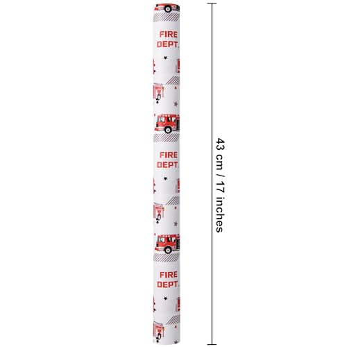 Sikiweiter Fire Truck Wrapping Paper Roll – 17 Inches x 16.5 Feet, Red Fire Engine Print, Perfect for Kids’ Birthday Parties, Firefighter-Themed Gifts & Celebrations(Fire Fighting Truck) - color: Fire Fighting Truck
