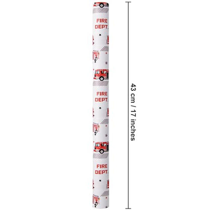 Sikiweiter Fire Truck Wrapping Paper Roll – 17 Inches x 16.5 Feet, Red Fire Engine Print, Perfect for Kids’ Birthday Parties, Firefighter-Themed Gifts & Celebrations(Fire Fighting Truck) - color: Fire Fighting Truck