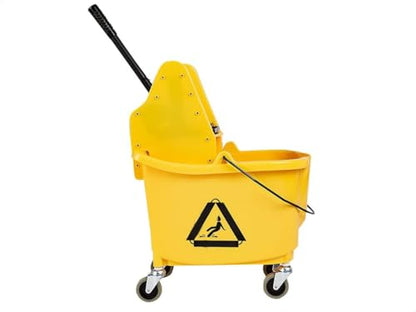 Amazon Basics Floor Cleaning Rectangular Mop Bucket with Sturdy Down Press Wringer Combo, 35-Quart, Yellow