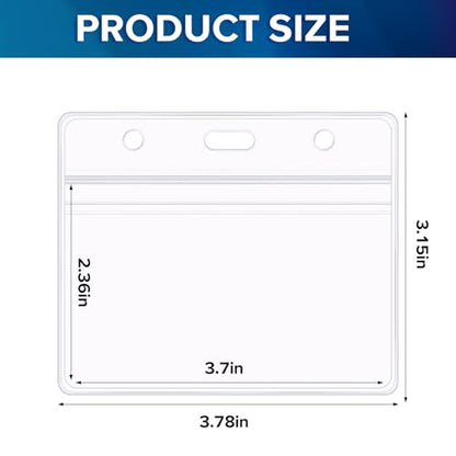 100 Pack Horizontal Badge Holders, Clear Waterproof Id Card Holder - size: 100 Pack Horizontal Badge Holder