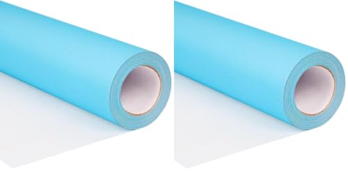 Shindel Blue Wrapping Paper Roll, 17" x 33' Light Blue Bulletin Board Paper for Christmas Gift Wrapping Parcel Wall Art Crafts DIY Bouquet (Pack of 2) - color: Sky Blue, size: 2 roll