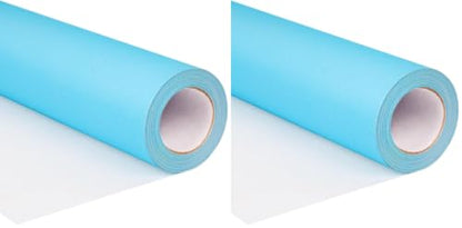 Shindel Blue Wrapping Paper Roll, 17" x 33' Light Blue Bulletin Board Paper for Christmas Gift Wrapping Parcel Wall Art Crafts DIY Bouquet (Pack of 2) - color: Sky Blue, size: 2 roll