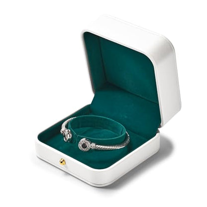 White PU Leather Bangle Bracelet Gift Box - color: Green Bangle Box