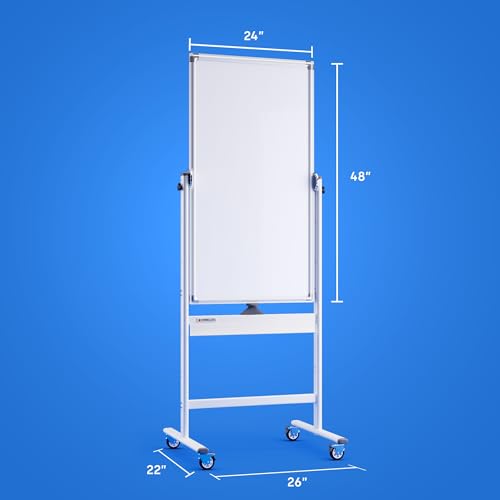 Kamelleo Rolling Whiteboard on Wheels 24" x 48", Double Sided White Board - color: Pearl White, size: 24x48